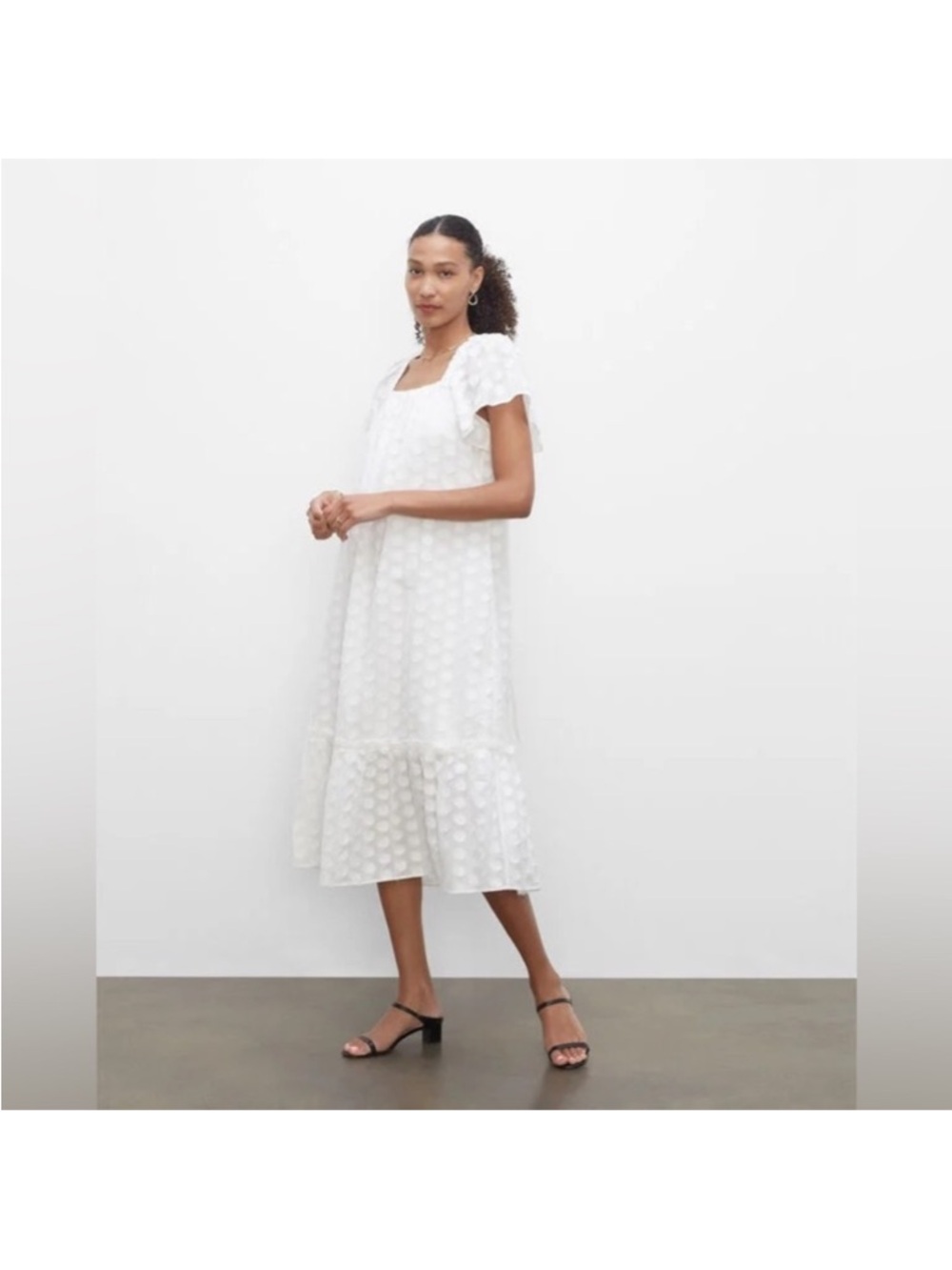 Club Monaco Flutter Sleeve Beach Robe Midi Dress White XS Women’s - Picture 11 of 14